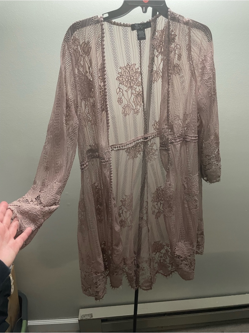 Miss Chievous Dusty Mauve Lace Kimono